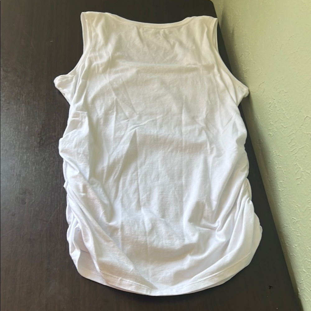 Michael Kors Large White Ruched Sleeveless Tank Top - Picture 5 of 6